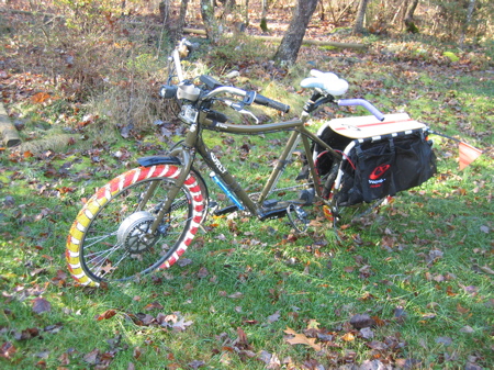 Figure 2: Electric cargo bike. Frame by Surly, electric motor by eZee, battery by Cycle 9, assembled by Cycle 9.